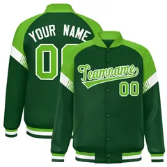 Green Neon Green-White Color Block Varsity Letterman Jacket 1