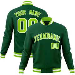Green Neon Green-White Varsity Full-Snap Letterman Jacket 1
