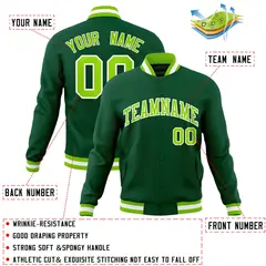 Green Neon Green-White Varsity Full-Snap Letterman Jacket 4