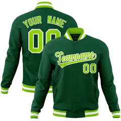 Green Neon Green-White Varsity Full-Snap Letterman Jacket 1
