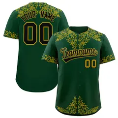 Green Old Gold Baroque Style Baseball Jersey