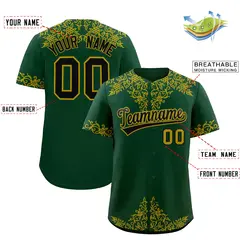 Green Old Gold Baroque Style Baseball Jersey 2