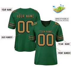 Green Old Gold Black Classic Style Authentic Football Jersey 2