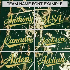 Green Old Gold Black & Shiny Gold Cracked Foil Hip Hop Baseball Jersey 4
