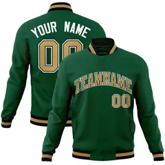 Green Old Gold-Black Varsity Full-Snap Letterman Jacket 1