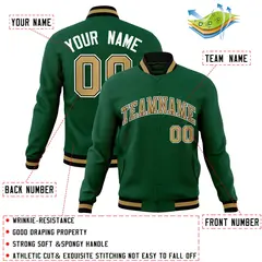 Green Old Gold-Black Varsity Full-Snap Letterman Jacket 4