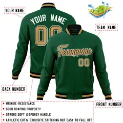 Green Old Gold-Black Varsity Full-Snap Letterman Jacket 4