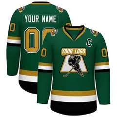 Green Old Gold Black-White Classic Hockey Jersey 1
