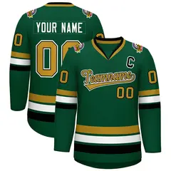 Green Old Gold Black-White Classic Hockey Jersey 1