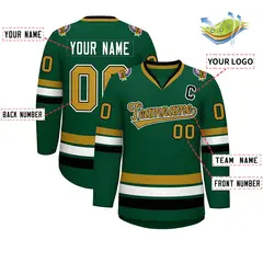 Green Old Gold Black-White Classic Hockey Jersey 2