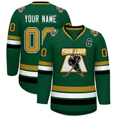 Green Old Gold Black-White Classic Hockey Jersey 1