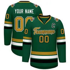 Green Old Gold Black-White Classic Hockey Jersey 1