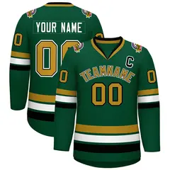 Green Old Gold Black-White Classic Hockey Jersey 1