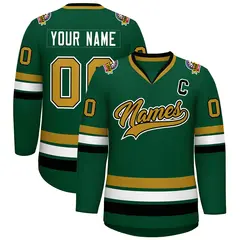 Green Old Gold Black-White Classic Hockey Jersey 1