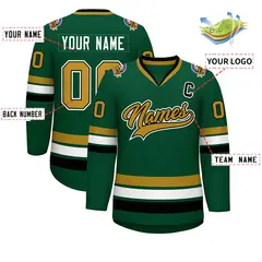 Green Old Gold Black-White Classic Hockey Jersey 2