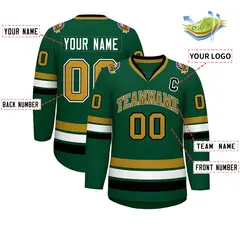Green Old Gold Black-White Classic Hockey Jersey 2