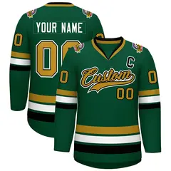 Green Old Gold Black-White Classic Hockey Jersey 1