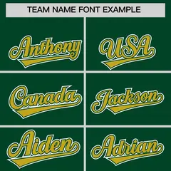 Green Old Gold Color Block Side Dotted Line Baseball Jersey 3