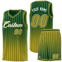 Green Old Gold Gradient Stripe Fashion Basketball Jersey 1