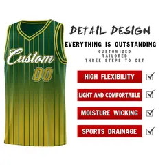 Green Old Gold Gradient Stripe Fashion Basketball Jersey 2