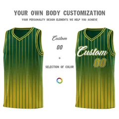 Green Old Gold Gradient Stripe Fashion Basketball Jersey 3