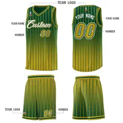 Green Old Gold Gradient Stripe Fashion Basketball Jersey 5