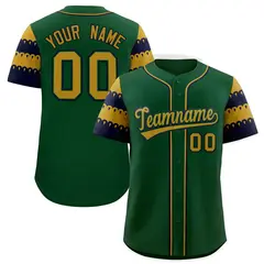 Green Old Gold Navy Sleeve Flag Lace Baseball Jersey 1