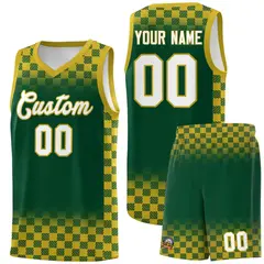 Green Old Gold Plaid Basketball Jersey for Teams 1