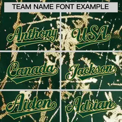 Green Old Gold Shiny Gold Cracked Texture Baseball Jersey 4