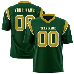 Green Old Gold Shoulder Cut Two-Tone Flag Football Jersey