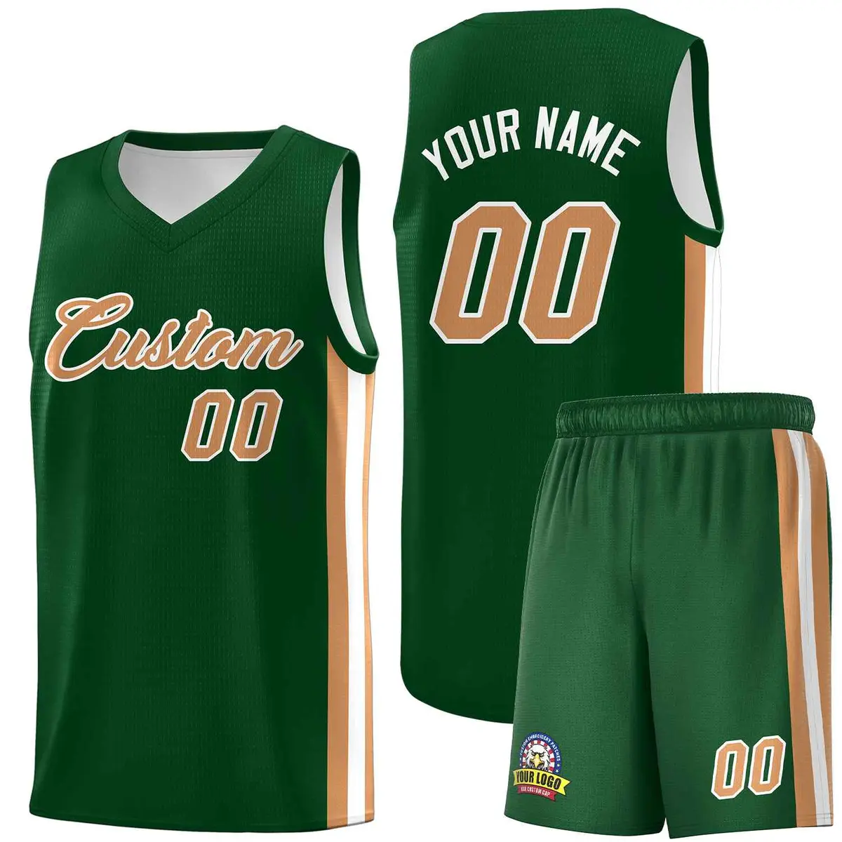 Green Old Gold White Classic Basketball Jersey Sets