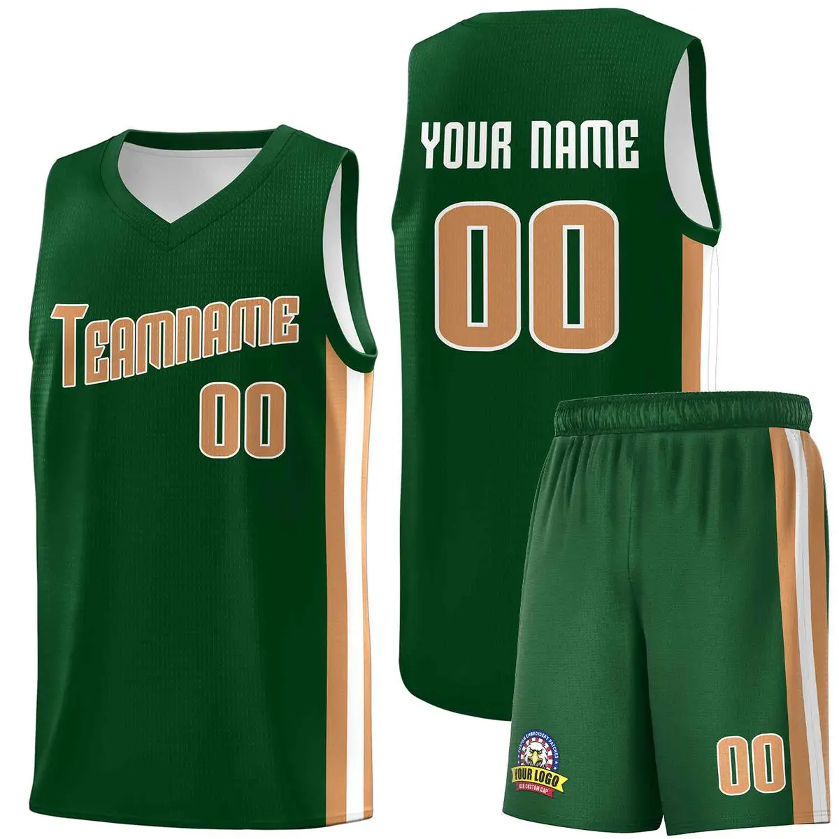 Green Old Gold White Classic Basketball Jersey Sets
