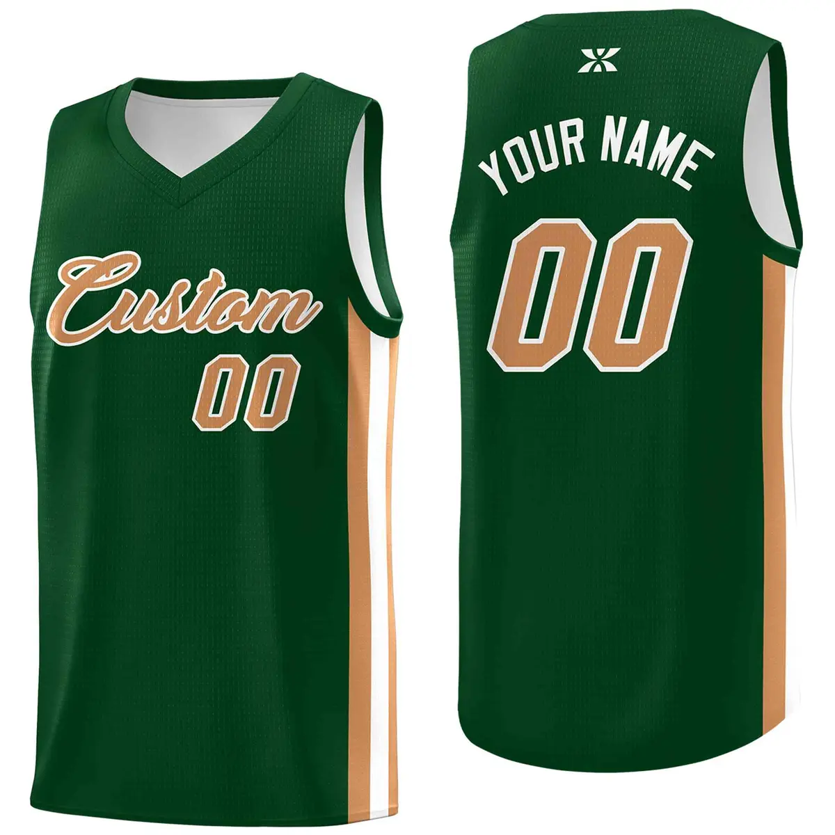 Green Old Gold-White Classic Mesh Sport Basketball Jersey