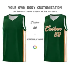 Green Old Gold-White Classic Mesh Sport Basketball Jersey 3
