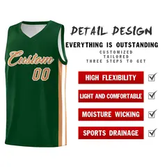 Green Old Gold-White Classic Mesh Sport Basketball Jersey 4