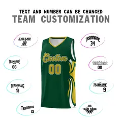 Green Old Gold-White Graffiti Side Curve Basketball Jersey Sets 4