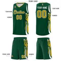 Green Old Gold-White Graffiti Side Curve Basketball Jersey Sets 5