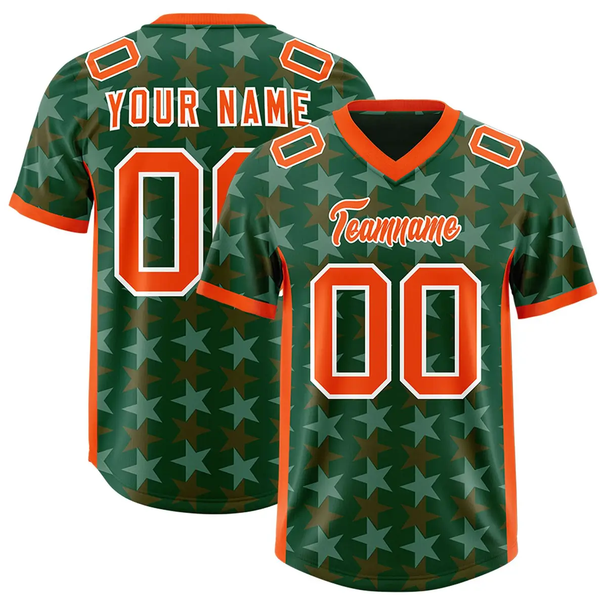 Green Orange All Star Graffiti Pattern Football Jersey