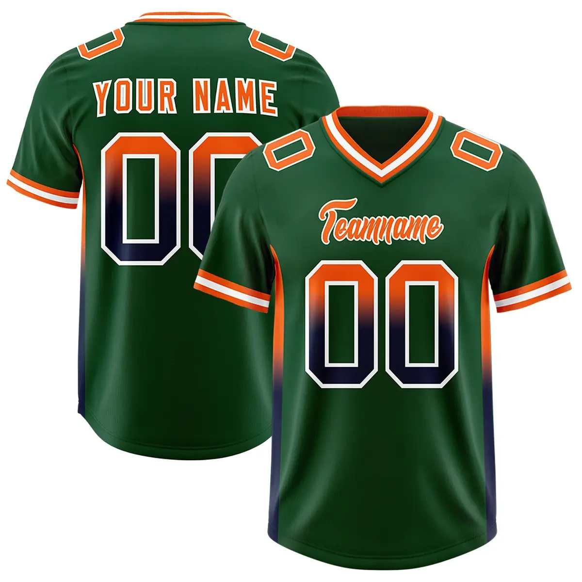 Green Orange and Navy Gradient Sides Fashion Football Jersey