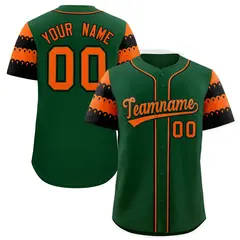 Green Orange Black Sleeve Flag Lace Baseball Jersey 1