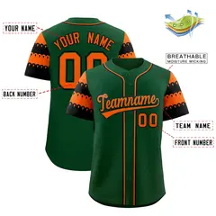 Green Orange Black Sleeve Flag Lace Baseball Jersey 2