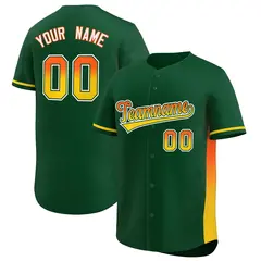 Green Orange-Gold Gradient Side Authentic Baseball Jersey 1