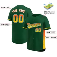 Green Orange-Gold Gradient Side Authentic Baseball Jersey 2