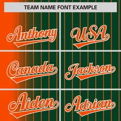 Green Orange Gradient Pinstripe Varsity Full-Snap Baseball Jacket 3