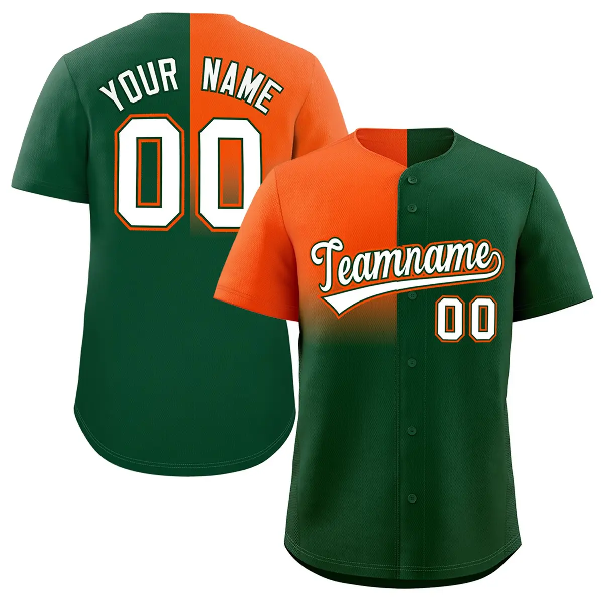 Green Orange Half Gradient Authentic Baseball Jersey