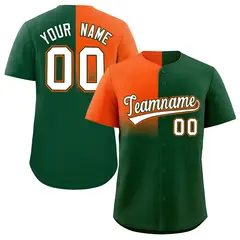 Green Orange Half Gradient Authentic Baseball Jersey 1