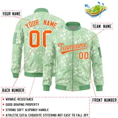 Green Orange Hawaii Full-Zip Letterman Varsity Bomber Jacket 2