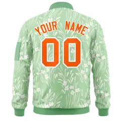 Green Orange Hawaii Full-Zip Letterman Varsity Bomber Jacket 4