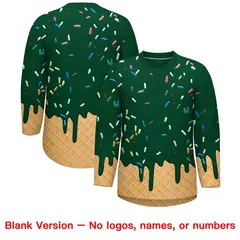 Green Orange Ice Cream Pattern V-Neck Hockey Jersey 7