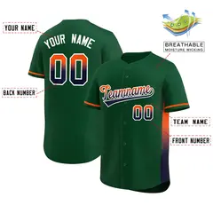 Green Orange-Navy Gradient Side Authentic Baseball Jersey 2